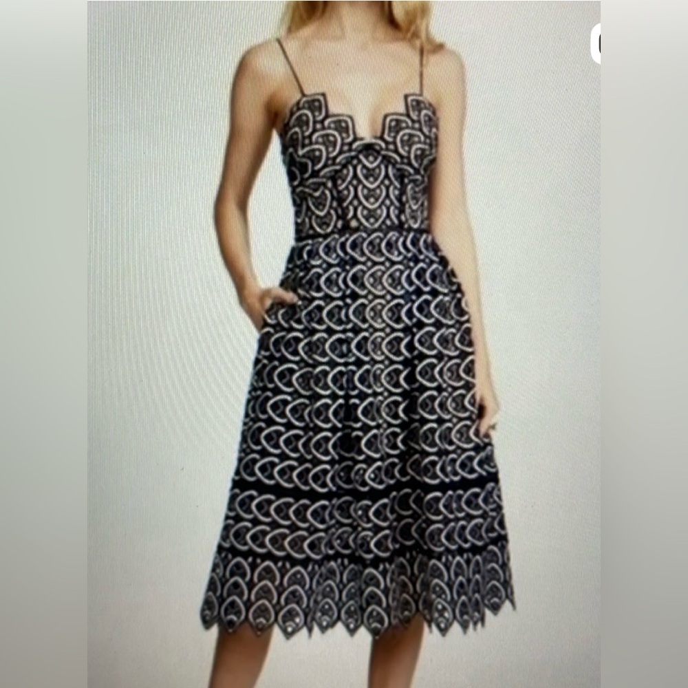 Self-Portrait navy and white azalea dress size 8